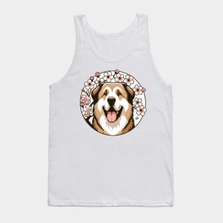 Central Asian Shepherd Dog Welcomes Spring with Cherry Blossoms Tank Top